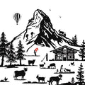 Schweiz Scherenschnitt Matterhorn Duftsachet 12x12 cm