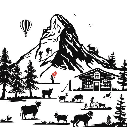 Schweiz Scherenschnitt Matterhorn Duftsachet 12x12 cm