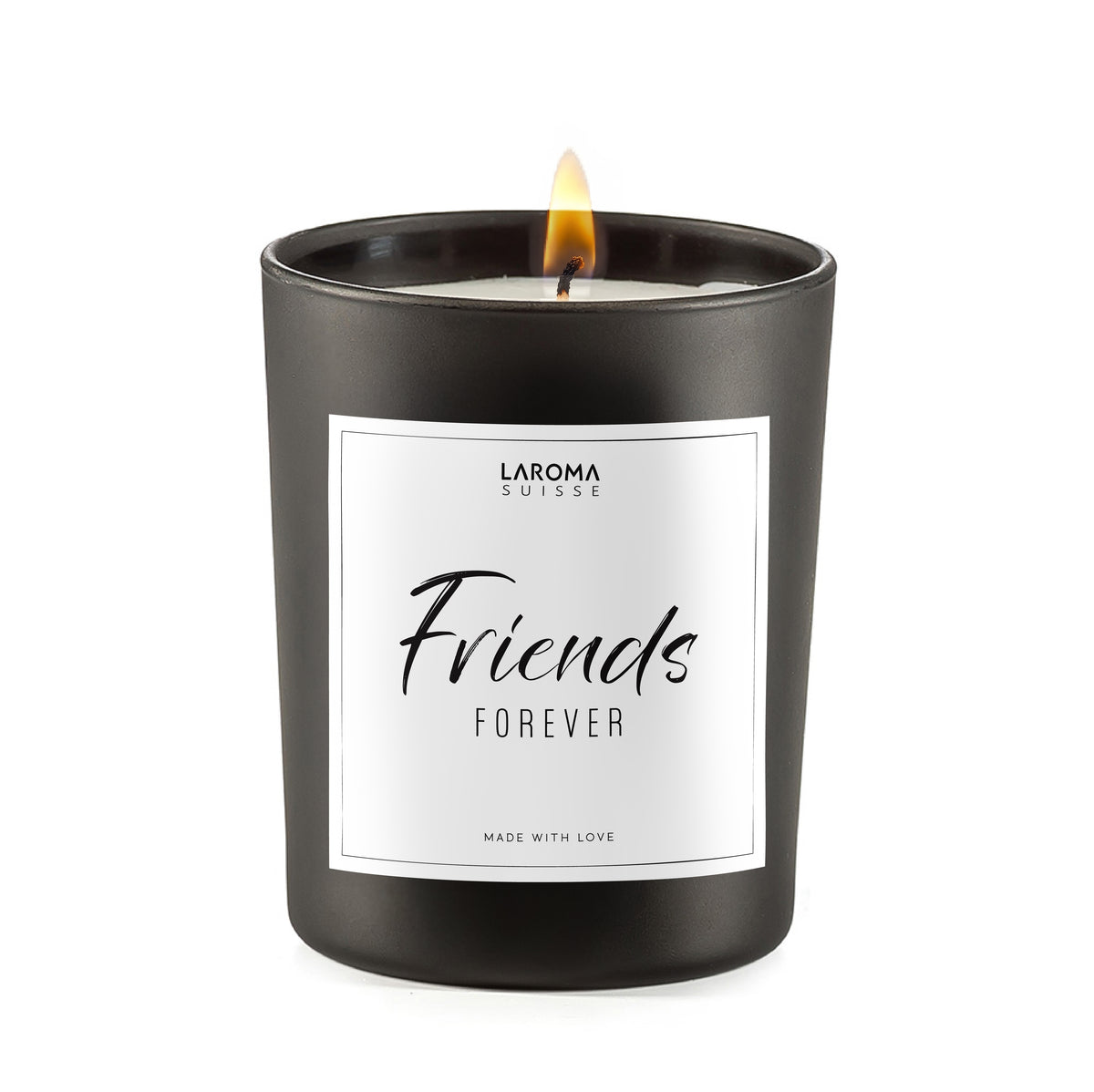 Friends Forever Spruchkerze im edlen Glas mattschwarz