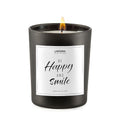 Happy and Smile Spruchkerze im edlen Glas mattschwarz