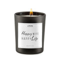 Happy Wife happy Life Spruchkerze im edlen Glas mattschwarz